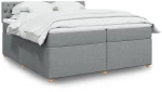 vidaXL Κρεβάτι Boxspring με Στρώμα Ανοιχτό Γκρι 200x200 εκ. Υφασμάτινο