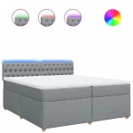 vidaXL Κρεβάτι Boxspring με Στρώμα Ανοιχτό Γκρι 200x200 εκ. Υφασμάτινο