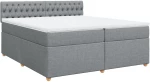 vidaXL Κρεβάτι Boxspring με Στρώμα Ανοιχτό Γκρι 200x200 εκ. Υφασμάτινο