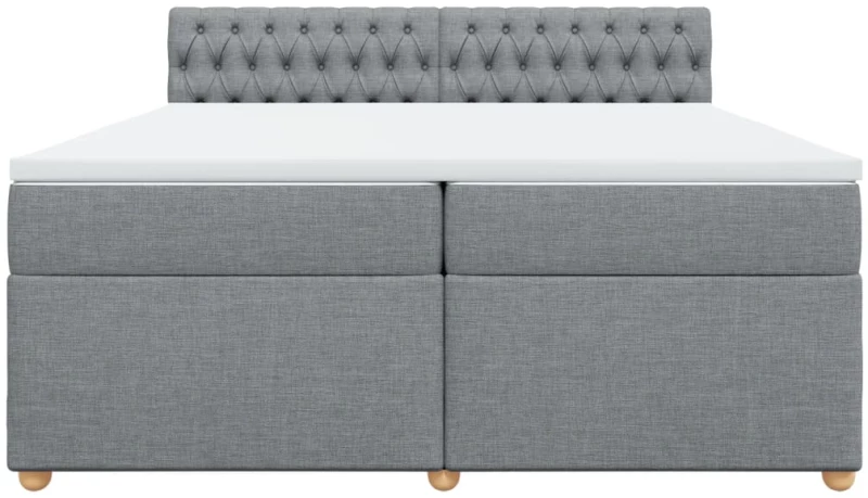 vidaXL Κρεβάτι Boxspring με Στρώμα Ανοιχτό Γκρι 200x200 εκ. Υφασμάτινο