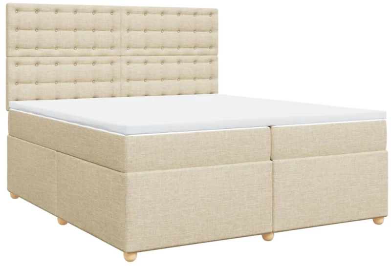 vidaXL Κρεβάτι Boxspring με Στρώμα Κρεμ 200x200 εκ. Υφασμάτινο