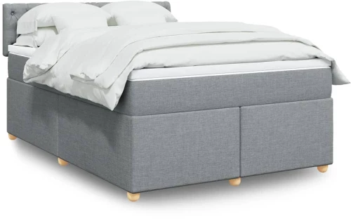 vidaXL Κρεβάτι Boxspring με Στρώμα Ανοιχτό Γκρι 140x190 εκ. Υφασμάτινο