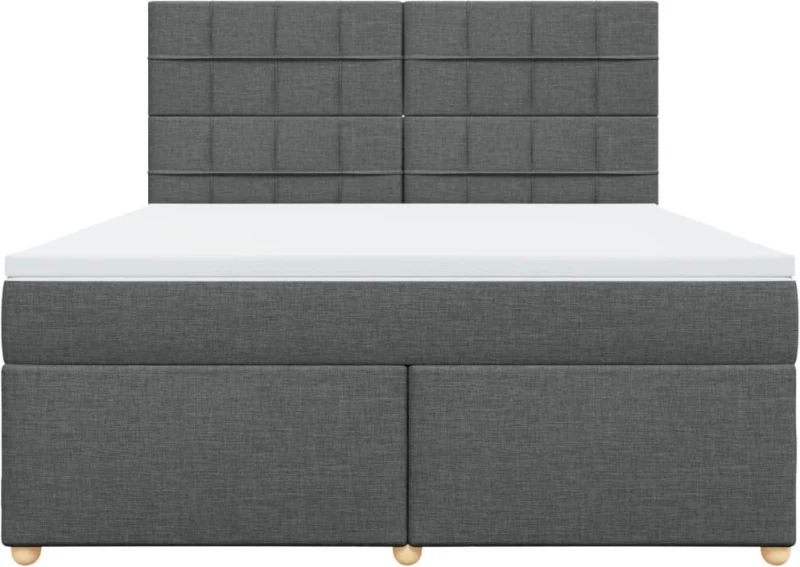 vidaXL Κρεβάτι Boxspring με Στρώμα Σκούρο Γκρι 180x200 εκ Υφασμάτιν