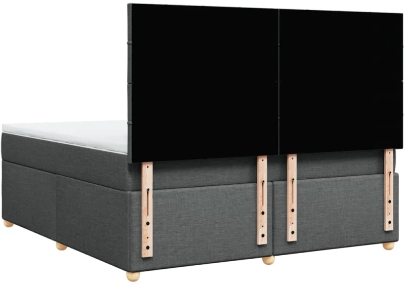 vidaXL Κρεβάτι Boxspring με Στρώμα Σκούρο Γκρι 180x200 εκ Υφασμάτιν