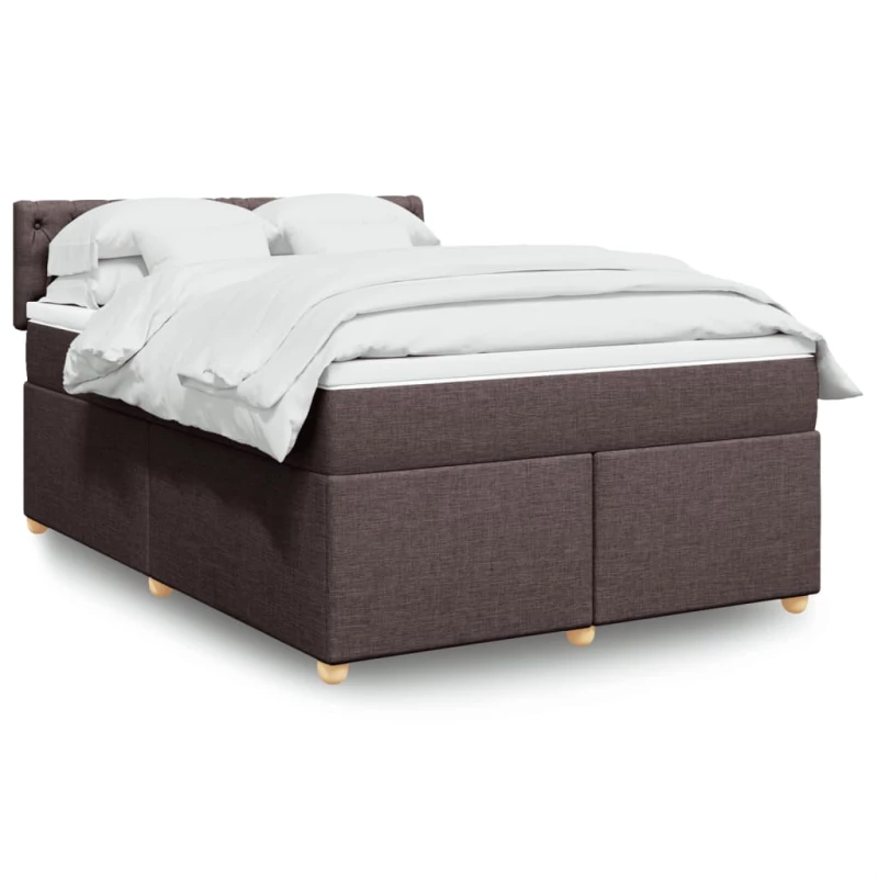 vidaXL Κρεβάτι Boxspring με Στρώμα Σκούρο Καφέ 140x200 εκ Υφασμάτινο