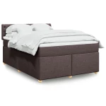 vidaXL Κρεβάτι Boxspring με Στρώμα Σκούρο Καφέ 140x200 εκ Υφασμάτινο