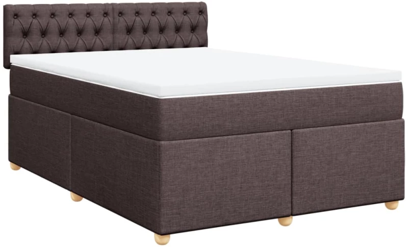 vidaXL Κρεβάτι Boxspring με Στρώμα Σκούρο Καφέ 140x200 εκ Υφασμάτινο