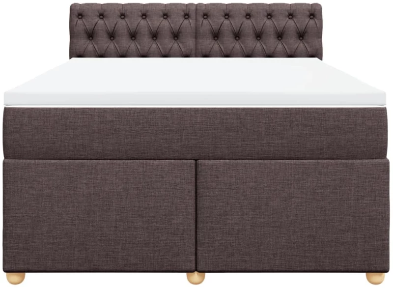 vidaXL Κρεβάτι Boxspring με Στρώμα Σκούρο Καφέ 140x200 εκ Υφασμάτινο