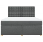 vidaXL Κρεβάτι Boxspring με Στρώμα Σκούρο Γκρι 180x200 εκ Υφασμάτιν