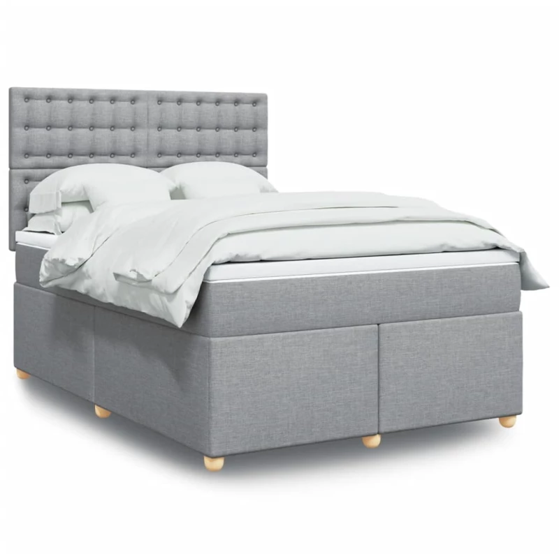 vidaXL Κρεβάτι Boxspring με Στρώμα Ανοιχτό Γκρι 140x200 εκ. Υφασμάτινο