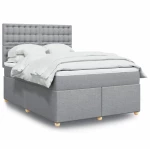 vidaXL Κρεβάτι Boxspring με Στρώμα Ανοιχτό Γκρι 140x200 εκ. Υφασμάτινο