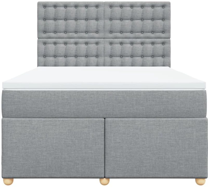 vidaXL Κρεβάτι Boxspring με Στρώμα Ανοιχτό Γκρι 140x200 εκ. Υφασμάτινο