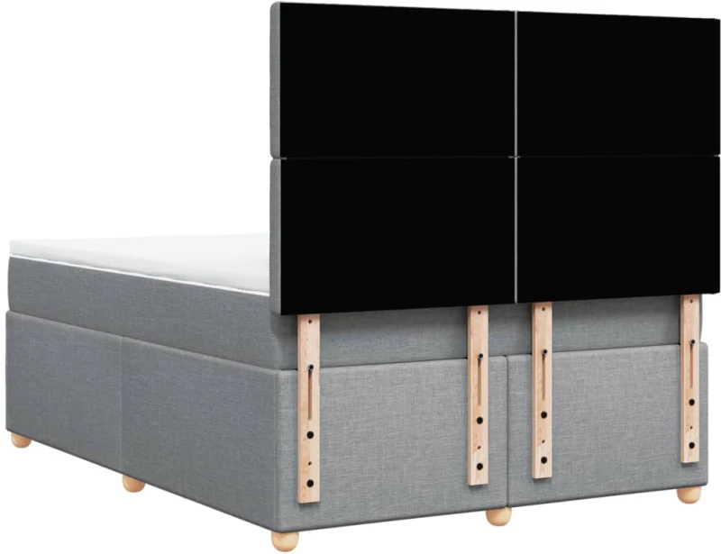 vidaXL Κρεβάτι Boxspring με Στρώμα Ανοιχτό Γκρι 140x200 εκ. Υφασμάτινο