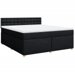 vidaXL Κρεβάτι Boxspring με Στρώμα Μαύρο 180x200 εκ. Υφασμάτινο