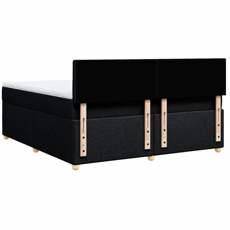 vidaXL Κρεβάτι Boxspring με Στρώμα Μαύρο 180x200 εκ. Υφασμάτινο
