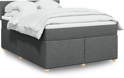 vidaXL Κρεβάτι Boxspring με Στρώμα Σκούρο Γκρι 160x200 εκ Υφασμάτινο