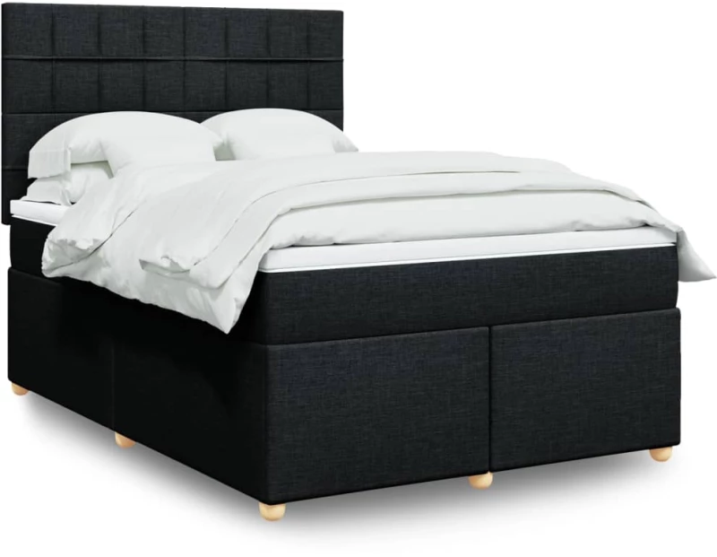 vidaXL Κρεβάτι Boxspring με Στρώμα Μαύρο 160x200 εκ. Υφασμάτινο