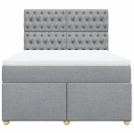 vidaXL Κρεβάτι Boxspring με Στρώμα Ανοιχτό Γκρι 140x200 εκ. Υφασμάτινο