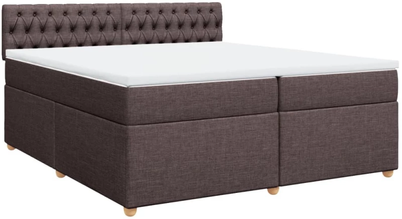 vidaXL Κρεβάτι Boxspring με Στρώμα Σκούρο Καφέ 200x200 εκ. Υφασμάτινο