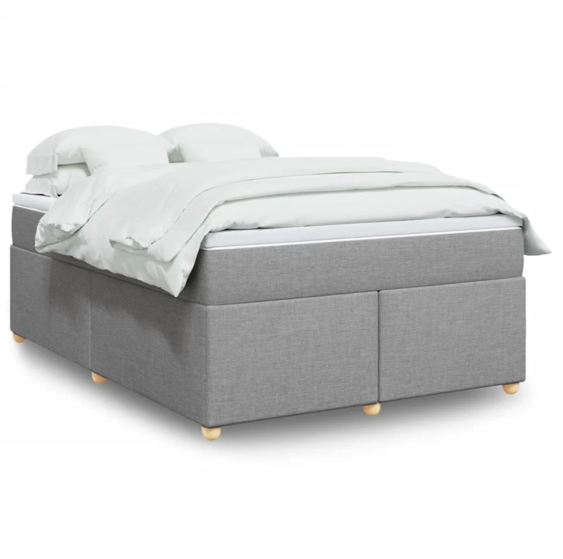vidaXL Κρεβάτι Boxspring με Στρώμα Ανοιχτό Γκρι 140x200 εκ. Υφασμάτινο