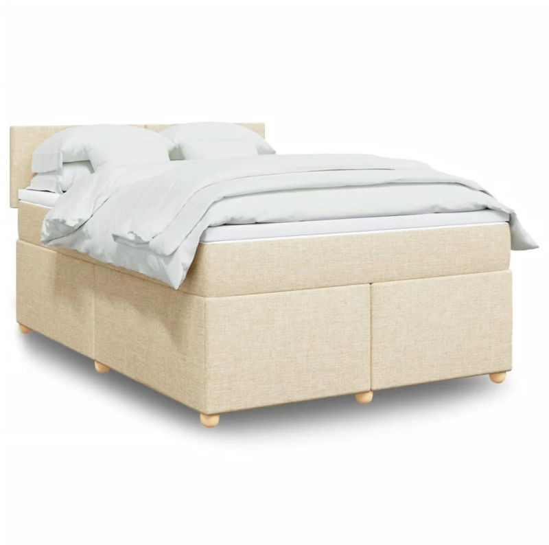 vidaXL Κρεβάτι Boxspring με Στρώμα Κρεμ 140x200 εκ. Υφασμάτινο