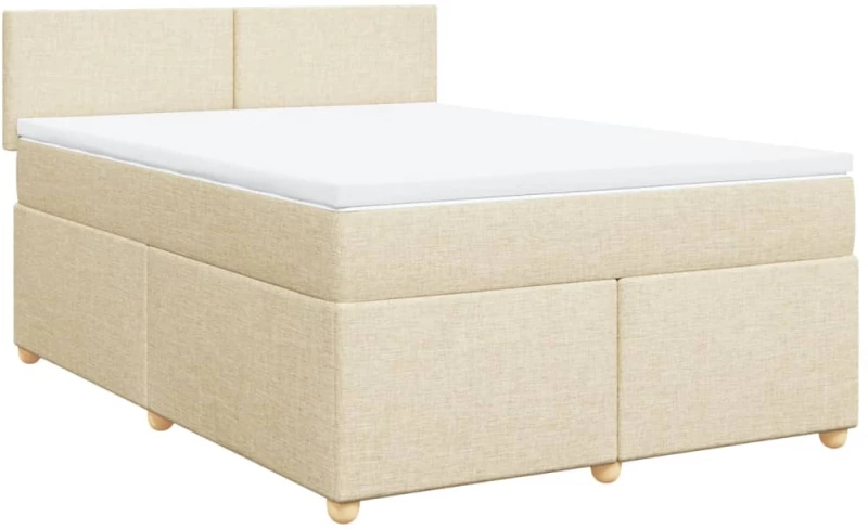vidaXL Κρεβάτι Boxspring με Στρώμα Κρεμ 140x200 εκ. Υφασμάτινο