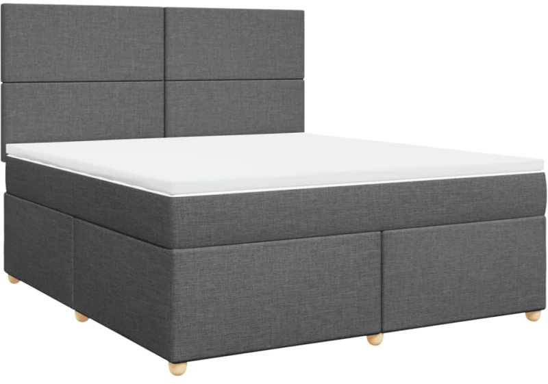 vidaXL Κρεβάτι Boxspring με Στρώμα Σκούρο Γκρι 180x200 εκ Υφασμάτιν
