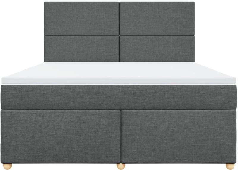 vidaXL Κρεβάτι Boxspring με Στρώμα Σκούρο Γκρι 180x200 εκ Υφασμάτιν