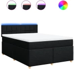 vidaXL Κρεβάτι Boxspring με Στρώμα Μαύρο 160x200 εκ. Υφασμάτινο