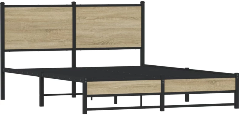vidaXL Σκελετός Κρεβ. Χωρίς Στρώμα Sonoma Δρυς 150x200 εκ. Μεταλλικό
