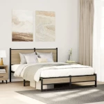vidaXL Σκελετός Κρεβ. Χωρίς Στρώμα Sonoma Δρυς 150x200 εκ. Μεταλλικό