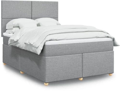 vidaXL Κρεβάτι Boxspring με Στρώμα Ανοιχτό Γκρι 140x200 εκ. Υφασμάτινο
