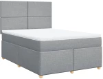 vidaXL Κρεβάτι Boxspring με Στρώμα Ανοιχτό Γκρι 140x200 εκ. Υφασμάτινο