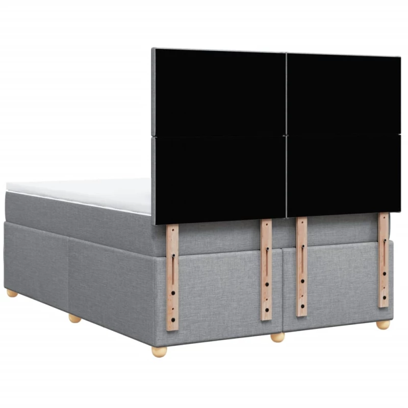 vidaXL Κρεβάτι Boxspring με Στρώμα Ανοιχτό Γκρι 140x200 εκ. Υφασμάτινο