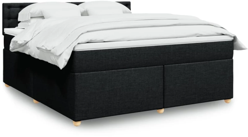 vidaXL Κρεβάτι Boxspring με Στρώμα Μαύρο 180x200 εκ. Υφασμάτινο
