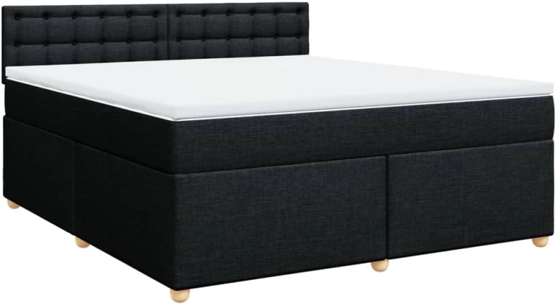 vidaXL Κρεβάτι Boxspring με Στρώμα Μαύρο 180x200 εκ. Υφασμάτινο