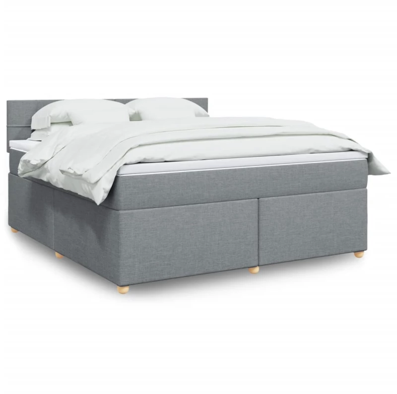 vidaXL Κρεβάτι Boxspring με Στρώμα Ανοιχτό Γκρι 180x200 εκ. Υφασμάτινο