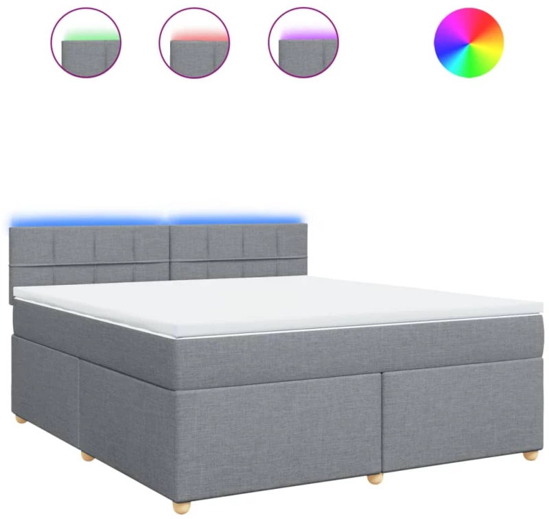 vidaXL Κρεβάτι Boxspring με Στρώμα Ανοιχτό Γκρι 180x200 εκ. Υφασμάτινο