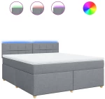 vidaXL Κρεβάτι Boxspring με Στρώμα Ανοιχτό Γκρι 180x200 εκ. Υφασμάτινο