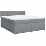 vidaXL Κρεβάτι Boxspring με Στρώμα Ανοιχτό Γκρι 180x200 εκ. Υφασμάτινο