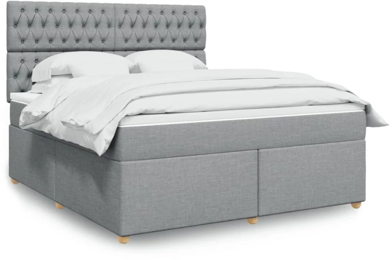 vidaXL Κρεβάτι Boxspring με Στρώμα Ανοιχτό Γκρι 180x200 εκ. Υφασμάτινο