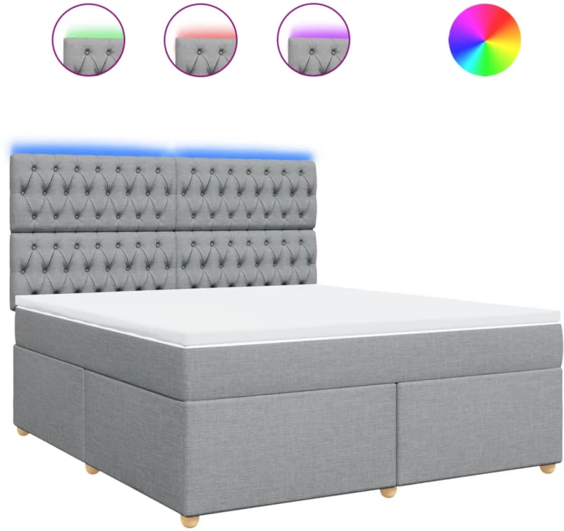 vidaXL Κρεβάτι Boxspring με Στρώμα Ανοιχτό Γκρι 180x200 εκ. Υφασμάτινο