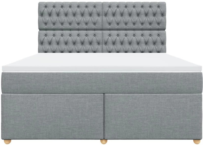 vidaXL Κρεβάτι Boxspring με Στρώμα Ανοιχτό Γκρι 180x200 εκ. Υφασμάτινο