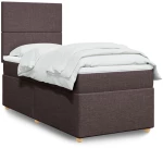 vidaXL Κρεβάτι Boxspring με Στρώμα Σκούρο Καφέ 90x200 εκ. Υφασμάτινο
