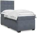 vidaXL Κρεβάτι Boxspring με Στρώμα Σκούρο Γκρι 90x200 εκ. Βελούδινο