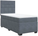 vidaXL Κρεβάτι Boxspring με Στρώμα Σκούρο Γκρι 90x200 εκ. Βελούδινο