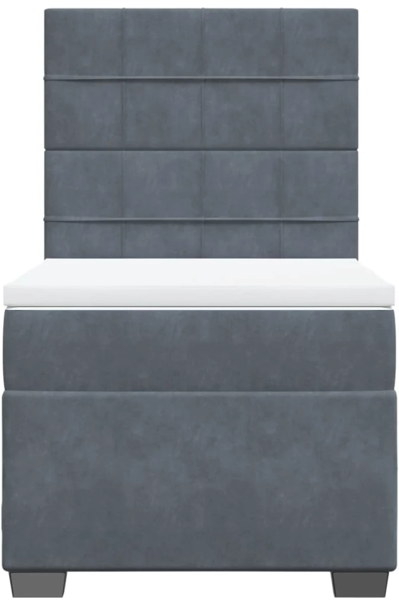 vidaXL Κρεβάτι Boxspring με Στρώμα Σκούρο Γκρι 90x200 εκ. Βελούδινο