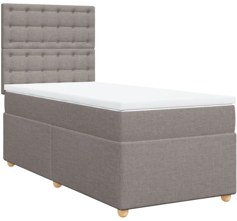 vidaXL Κρεβάτι Boxspring με Στρώμα Taupe 90x200 εκ. Υφασμάτινο
