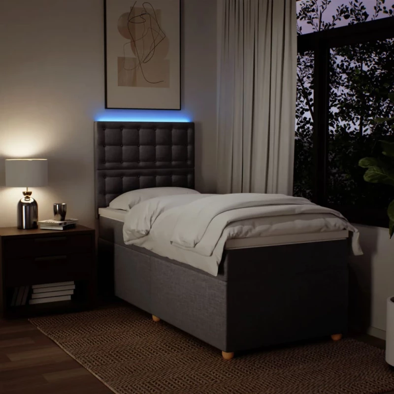 vidaXL Κρεβάτι Boxspring με Στρώμα Taupe 90x200 εκ. Υφασμάτινο
