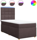 vidaXL Κρεβάτι Boxspring με Στρώμα Σκούρο Καφέ 90x200 εκ. Υφασμάτινο